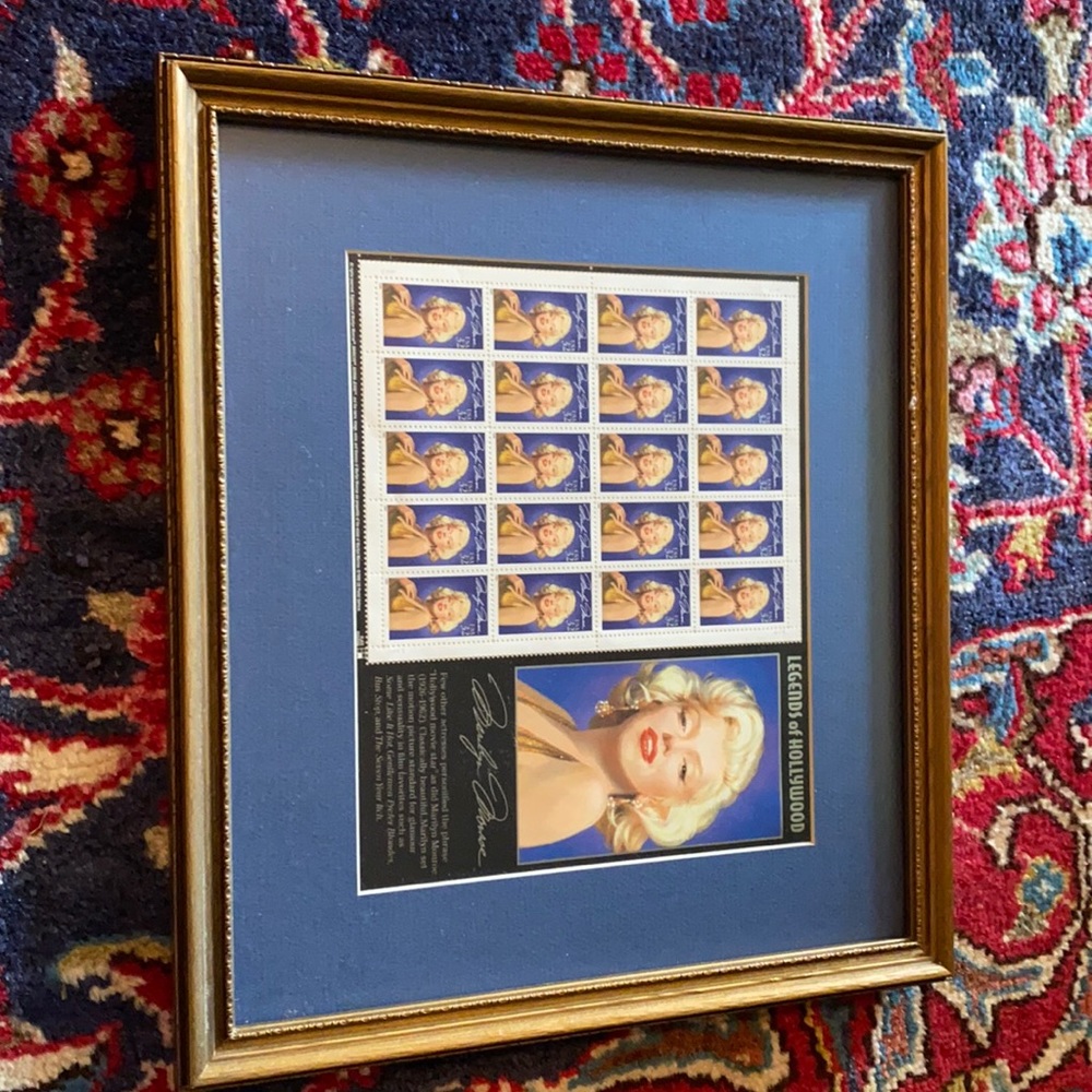Custom framed sheet of Marilyn Monroe 32 cent stamps